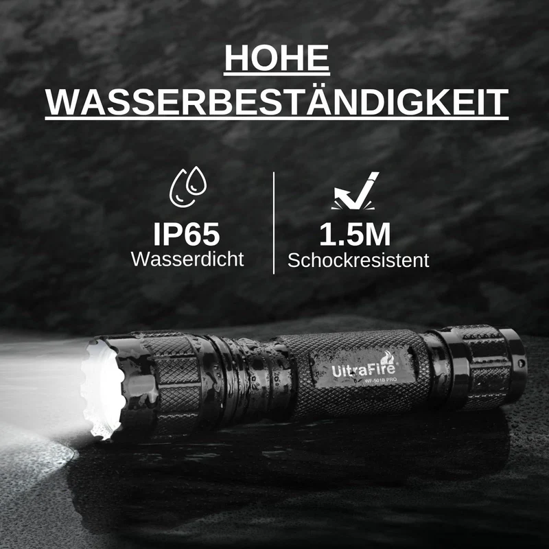 UltraFire WF-501B PRO Taktische Taschenlampe 1200 Lumen mit Holster