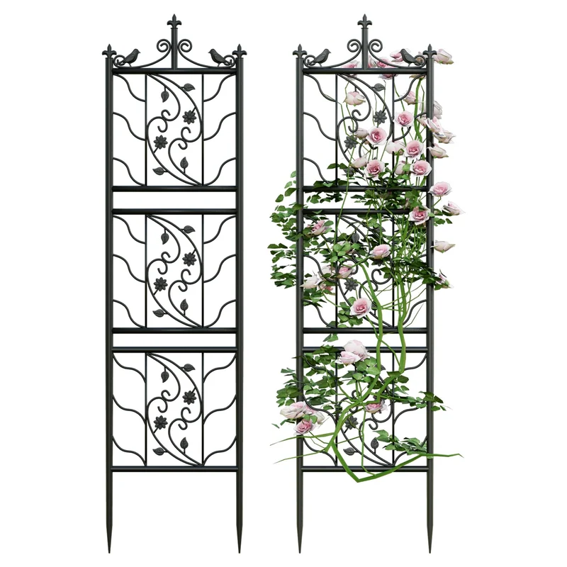 unho Rankgitter Metall 2er Set, Rankhilfe 195 x 50 cm, Schwarz