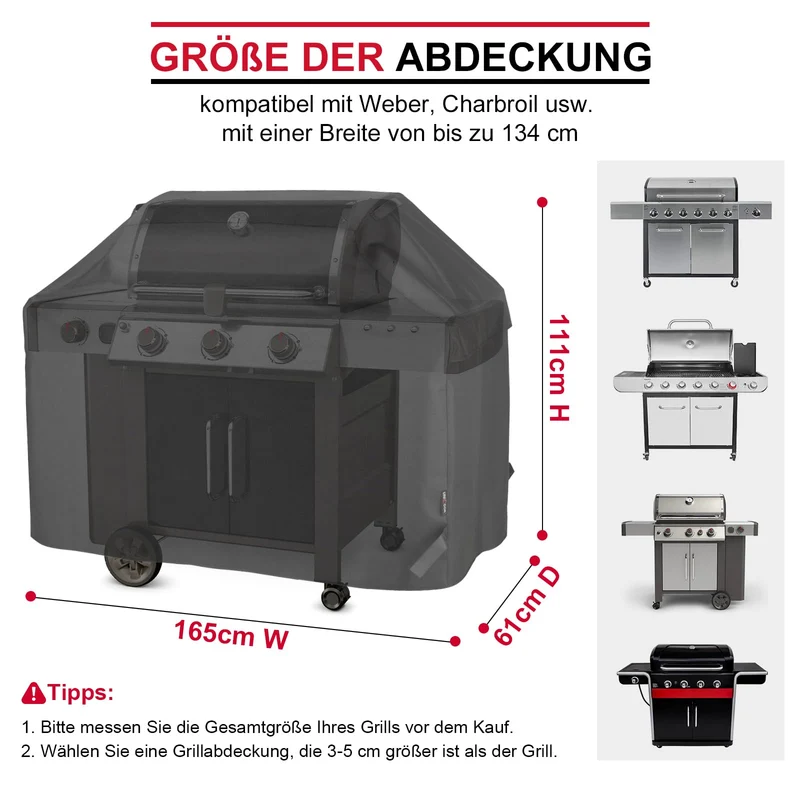 Unicook Grillabdeckung wetterfest 165 cm für Weber Genesis 400 Serie