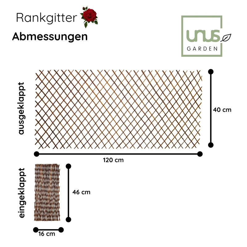 UNUS Rankgitter Weide 5er Set, ausziehbares Scherengitter 180x90 cm