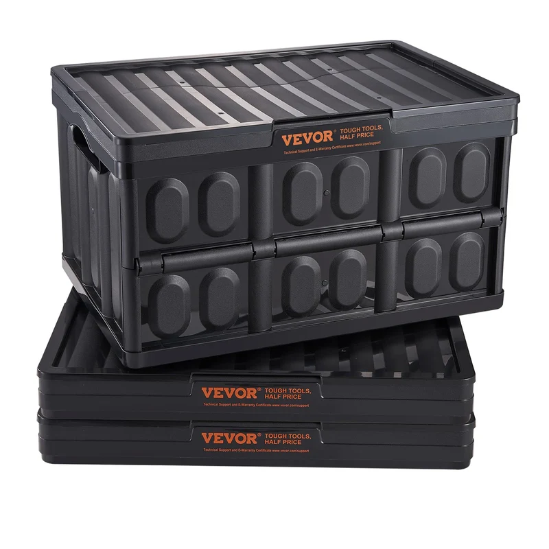 VEVOR Klappbox 45 L 3er-Set, faltbare Aufbewahrungsbox mit Deckel