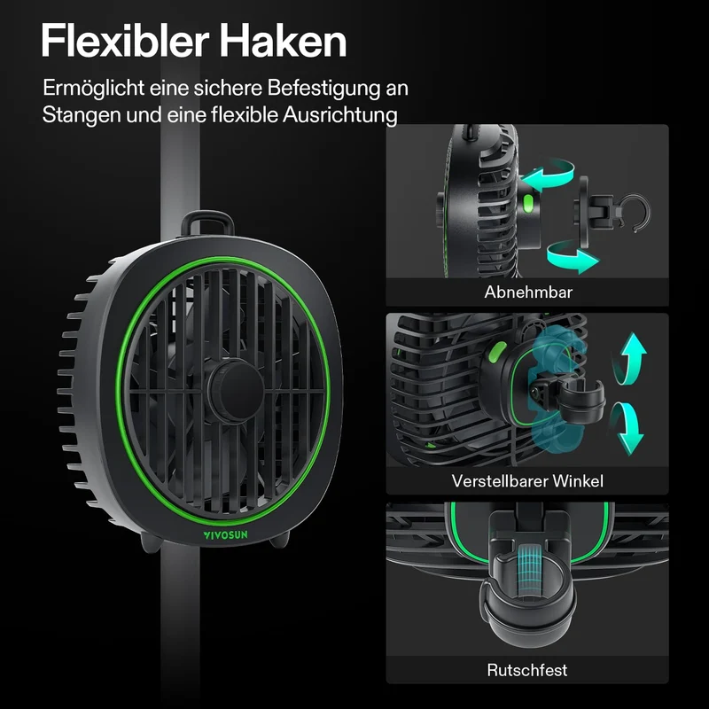 VIVOSUN AeroWave D4 Clip Ventilator 10 cm, 3 Stufen, schwarz, 2er-Pack