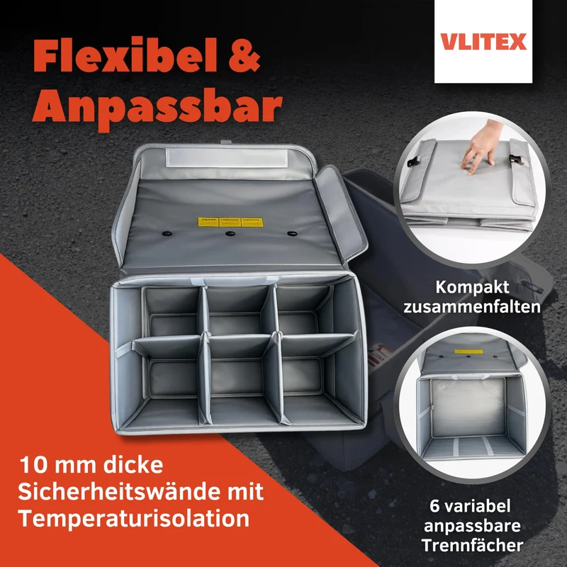 VLITEX Akku Sicherheitsbox XL – hitzebeständige Akku-Ladebox
