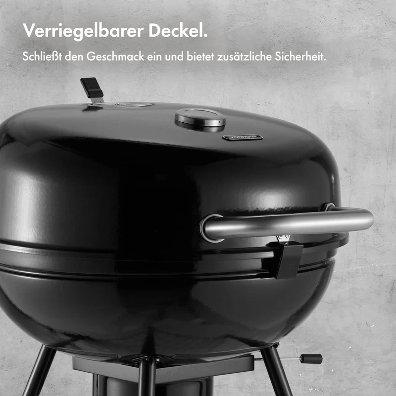 VonHaus Kettle Holzkohlegrill, Kugelgrill 53,5 cm mit Warmhalterost