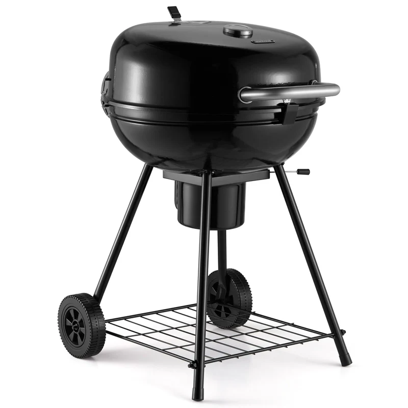 VonHaus Kettle Holzkohlegrill, Kugelgrill 53,5 cm mit Warmhalterost