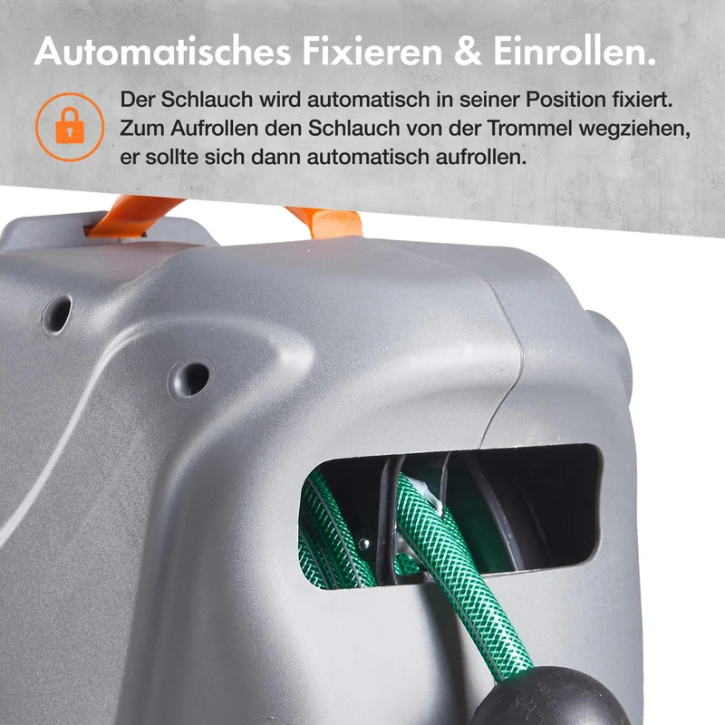 VonHaus Schlauchtrommel 30 m, automatischer Wand-Schlauchaufroller