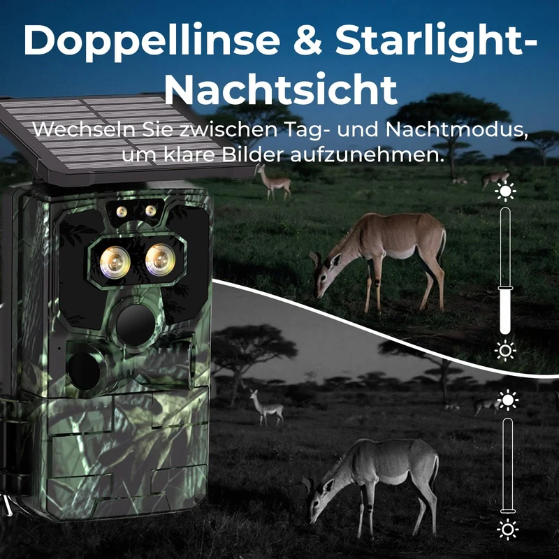 VOOPEAK TC37 Solar Wildkamera 4K 60MP, WLAN, Sternenlicht-Nachtsicht
