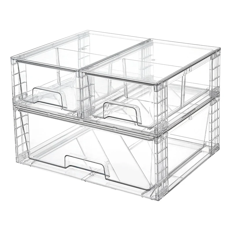 Vtopmart Aufbewahrungsschubladen 3er-Set, stapelbar, transparent