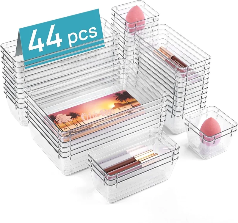 Vtopmart Schubladen Organizer Set, 44-teilig, 4 Grössen, transparent