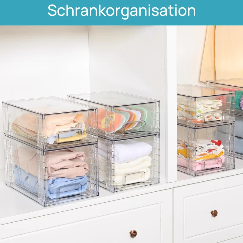 Vtopmart Aufbewahrungsschubladen 4er-Set aus transparentem Acryl