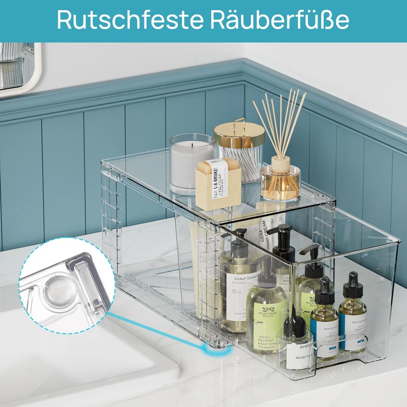 Vtopmart Aufbewahrungsschubladen 4er-Set aus transparentem Acryl