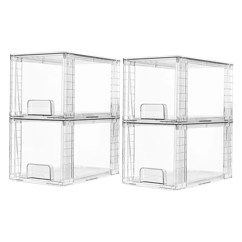 Vtopmart Aufbewahrungsschubladen 4er-Set, stapelbar und transparent