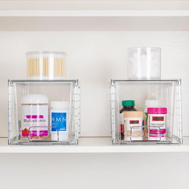 Vtopmart Aufbewahrungsschubladen 4er-Set, stapelbar und transparent