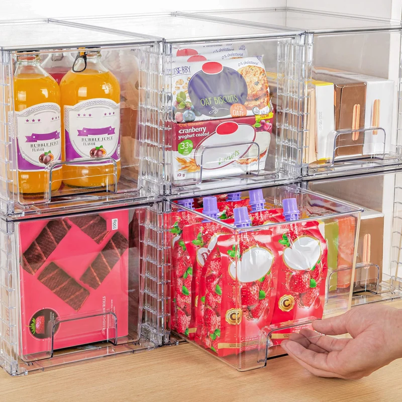 Vtopmart Aufbewahrungsschubladen 4er-Set, stapelbar und transparent