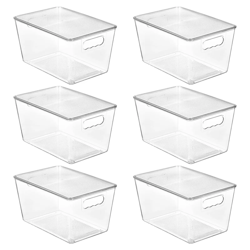 Vtopmart Aufbewahrungsboxen mit Deckel, 6 Stück, transparent, Grösse L
