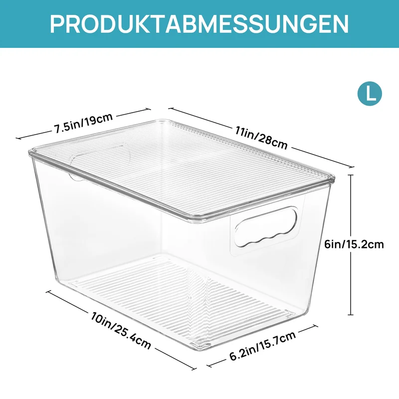 Vtopmart Aufbewahrungsboxen mit Deckel, 6 Stück, transparent, Grösse L
