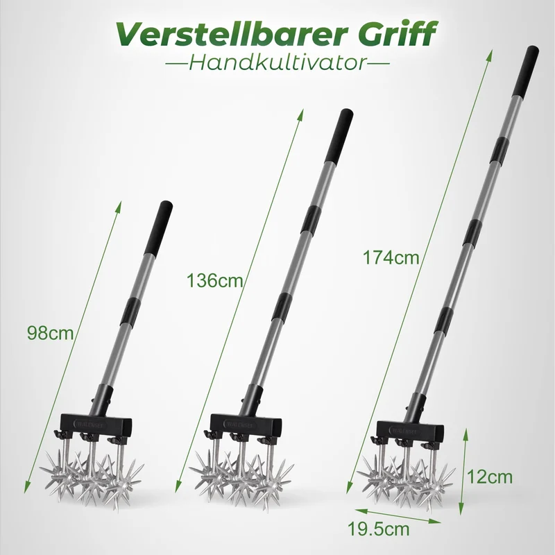 Walensee Gartenkultivator mit Aluminiumklingen und Teleskopgriff