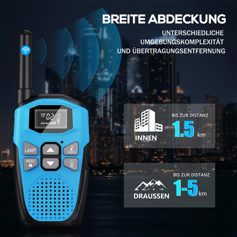 NXGKET Walkie Talkie 3er Set, aufladbar, bis 5 km Reichweite