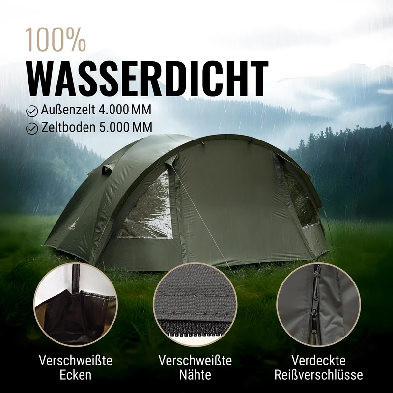 Wanderfalke Camp 4 Campingzelt, 4 Personen, wasserdicht, Vorzelt