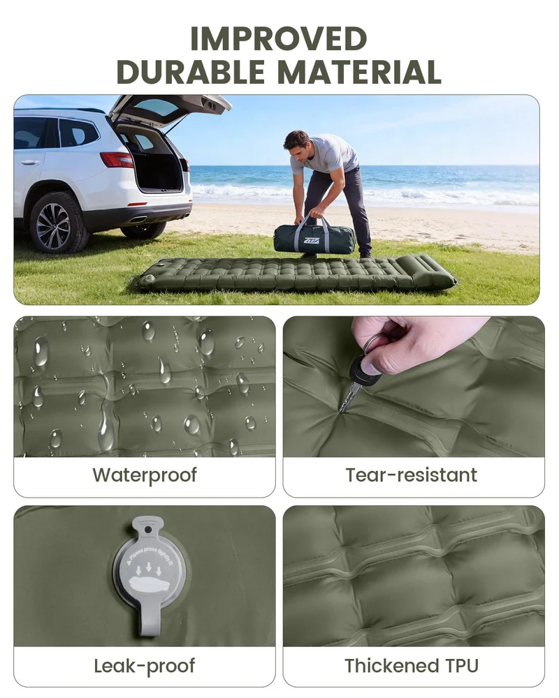 WARMTUYO Isomatte Camping mit elektrischer Pumpe, 12 cm, ultraleicht