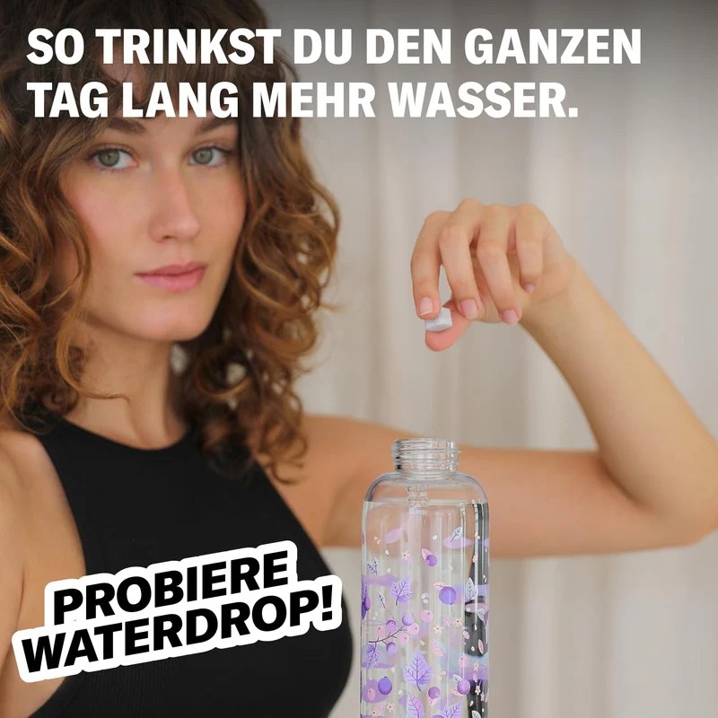 waterdrop Trinkflasche Glas 600 ml Starter Set mit 18 Microdrinks