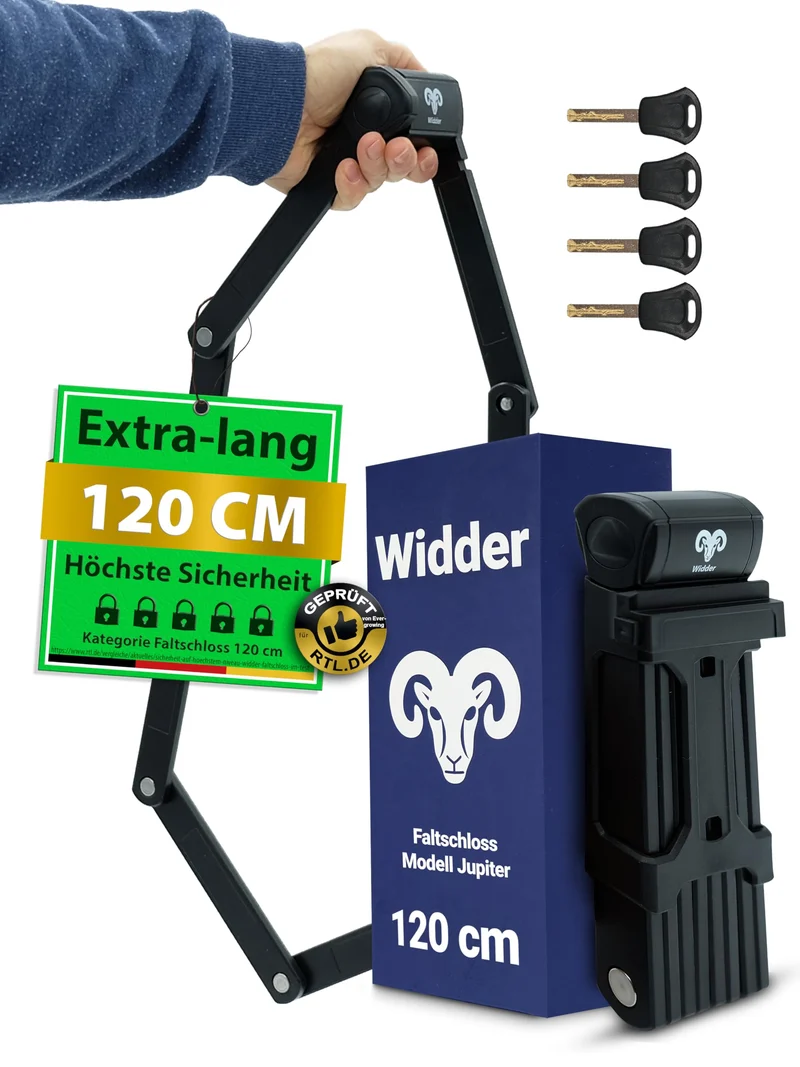 Widder Jupiter Faltschloss 120 cm mit Halterung und 4 Schlüsseln