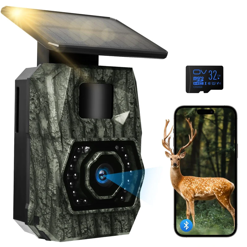 MAXDONE PH970S Wildkamera WLAN mit Solar, 4K 64MP und Nachtsicht