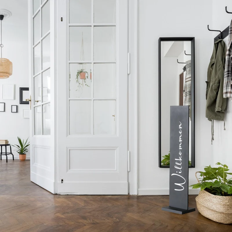 TOPANBIETER 999 Willkommensschild Dekoaufsteller Metall 77 cm schwarz
