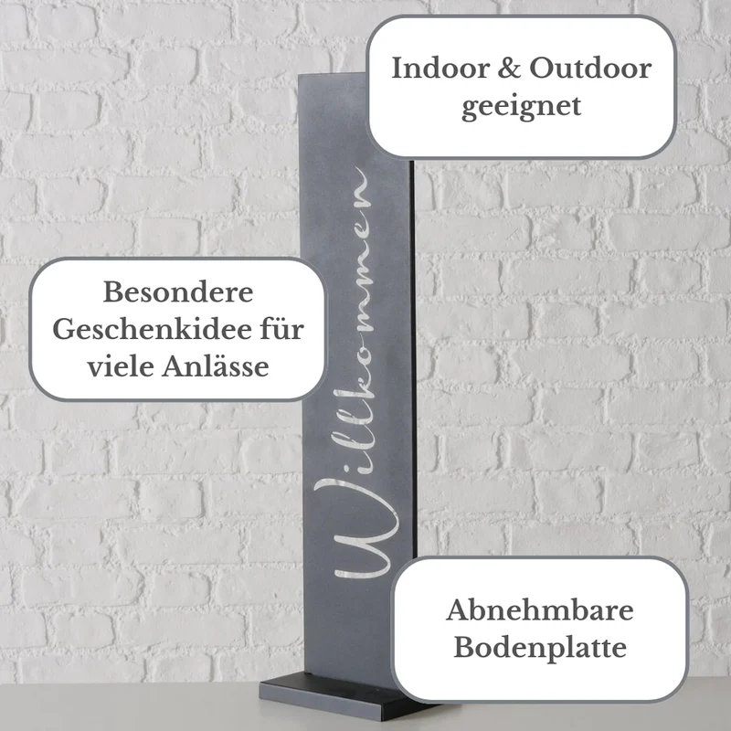 TOPANBIETER 999 Willkommensschild Dekoaufsteller Metall 77 cm schwarz