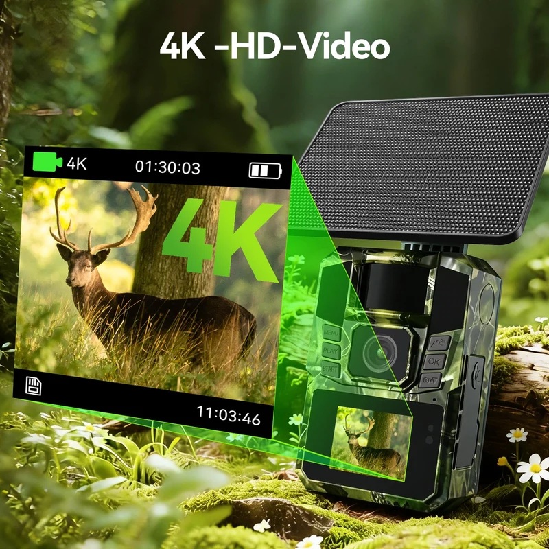 DEATTI T6 WLAN Solar Wildkamera 4K 48MP mit Nachtsicht und App