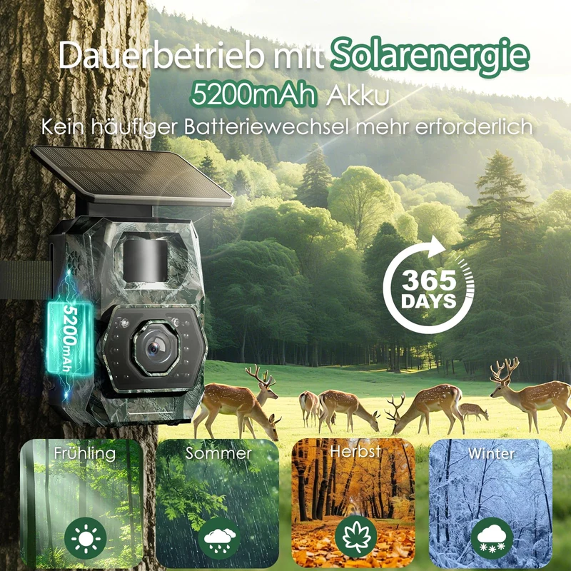 MAXDONE P218-X WLAN Wildkamera mit Solarpanel und Nachtsicht