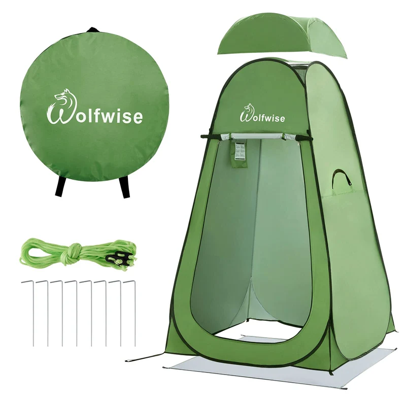 WolfWise Pop-Up Duschzelt Umkleidezelt mit Boden UV-Schutz 50+ Grün