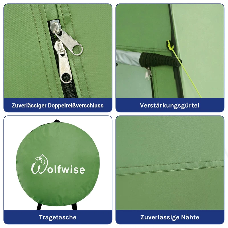 WolfWise Pop-Up Duschzelt Umkleidezelt mit Boden UV-Schutz 50+ Grün