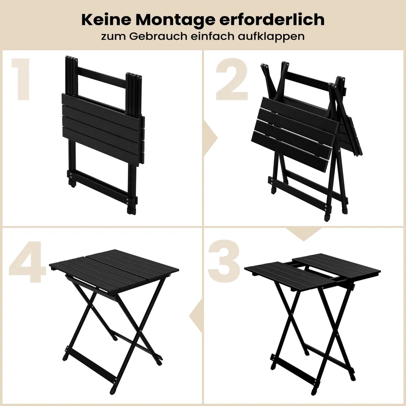 WOLTU Campingtisch klappbar, Aluminium Gartentisch schwarz