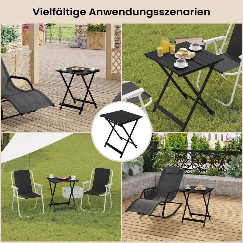 WOLTU Campingtisch klappbar, Aluminium Gartentisch schwarz