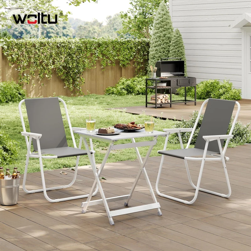 WOLTU Campingtisch klappbar, Aluminium Gartentisch, silber