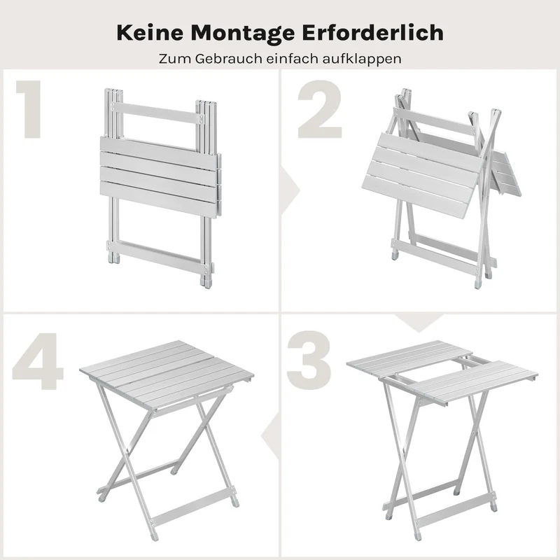 WOLTU Campingtisch klappbar, Aluminium Gartentisch, silber