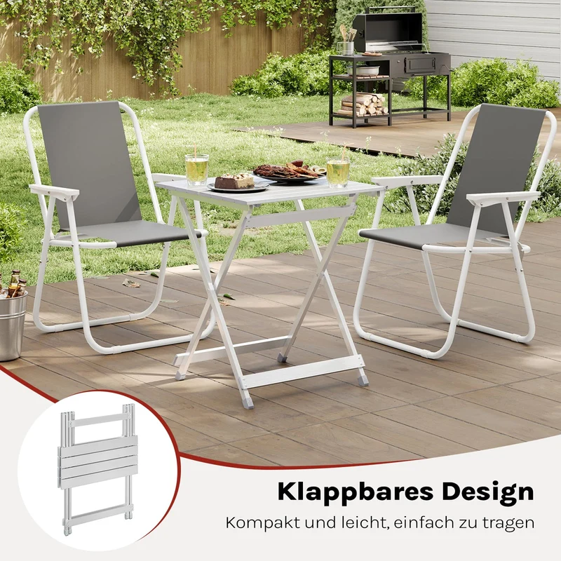 WOLTU Campingtisch klappbar, Aluminium Gartentisch, silber