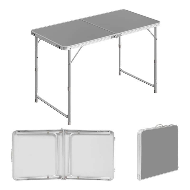 WOLTU Campingtisch Klapptisch 120 x 60 cm, höhenverstellbar, Grau