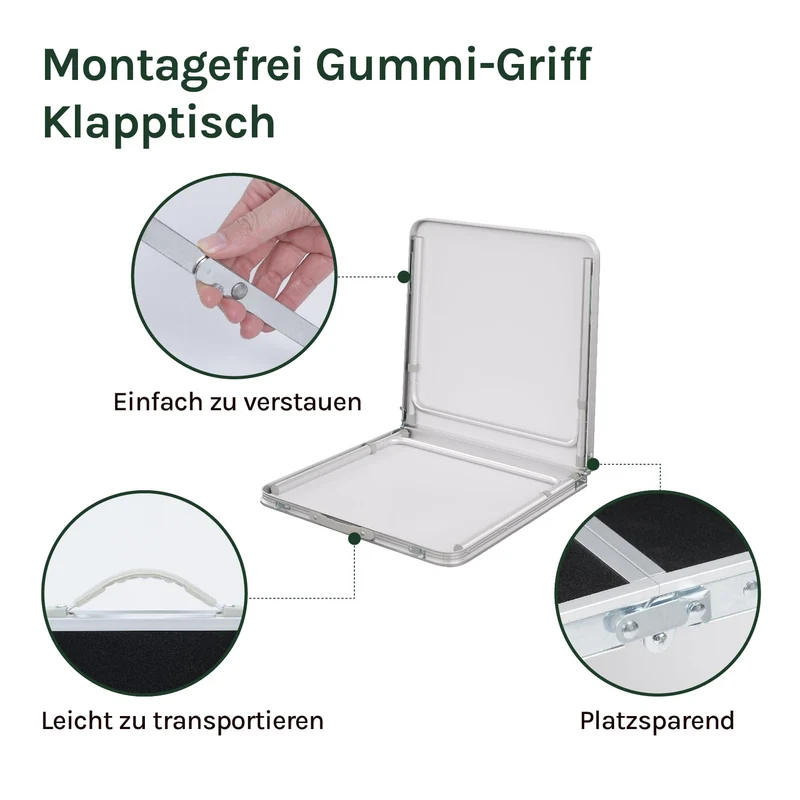 WOLTU Campingtisch CPT8122sz, höhenverstellbar, 120x60 cm, schwarz