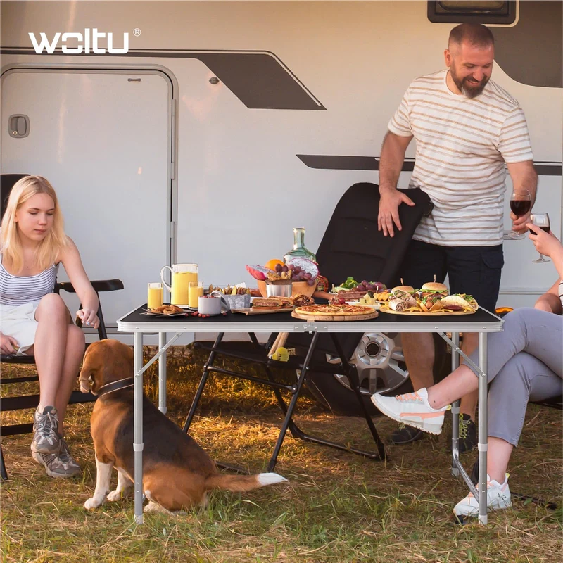 WOLTU Campingtisch CPT8122sz, höhenverstellbar, 120x60 cm, schwarz