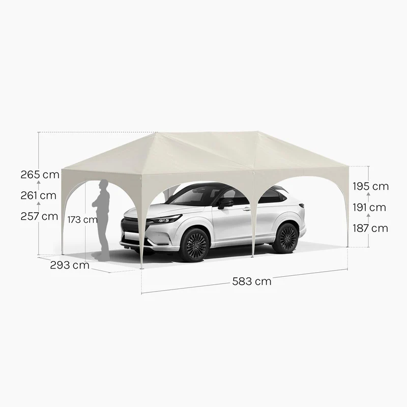 WOLTU Faltpavillon 3x6 m mit 6 Seitenwänden, UV-Schutz 50+, Beige