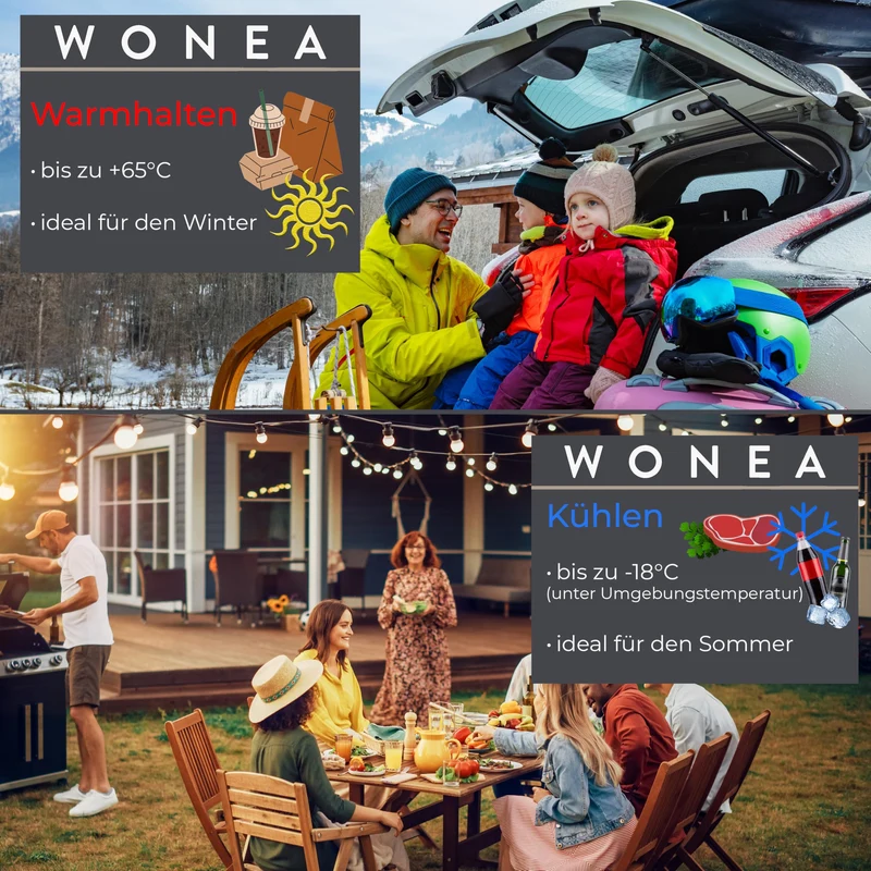 WONEA Thermoelektrische Kühlbox 32 Liter, 12V/230V, kühlt und wärmt