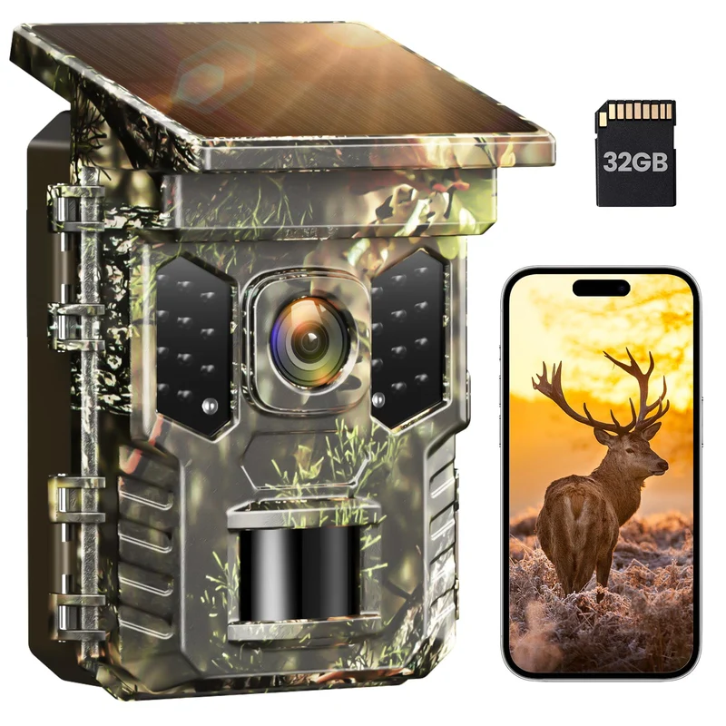 XTU Wildkamera 4K mit App-Übertragung, Nachtsicht und 32 GB SD-Karte