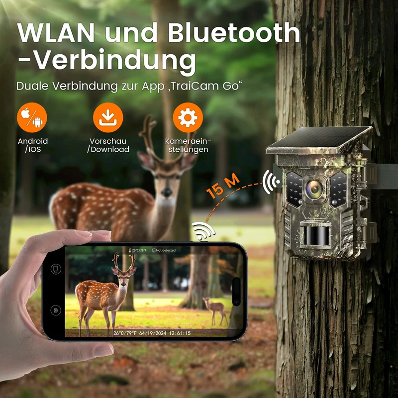 XTU Wildkamera 4K mit App-Übertragung, Nachtsicht und 32 GB SD-Karte