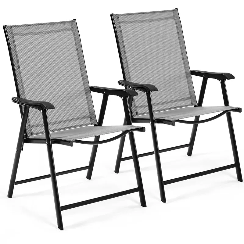 Yaheetech Gartenstühle 2er-Set, klappbarer Hochlehner, grau