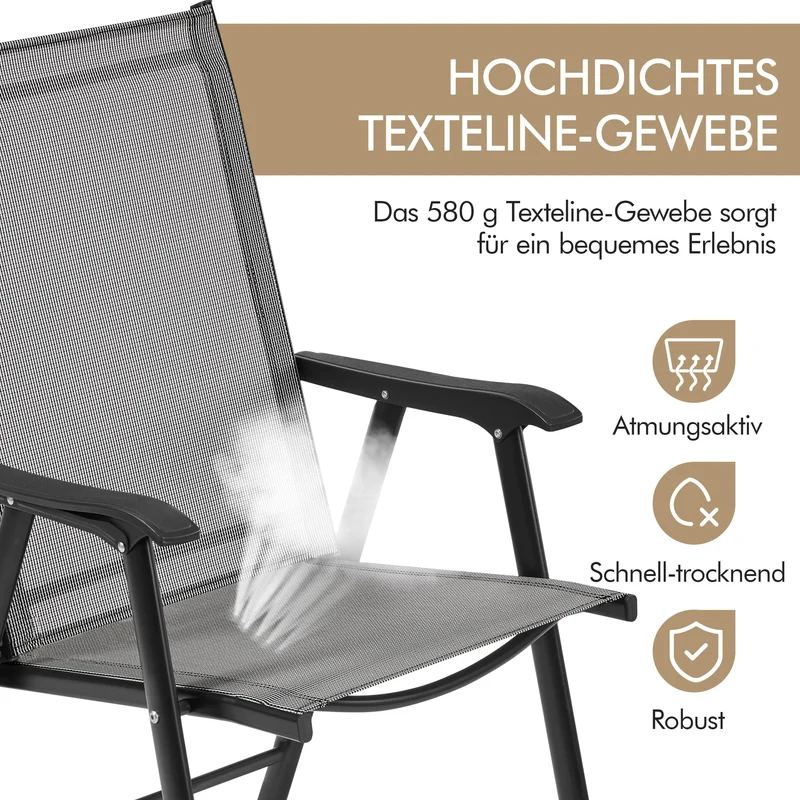 Yaheetech Gartenstühle 2er-Set, klappbarer Hochlehner, grau