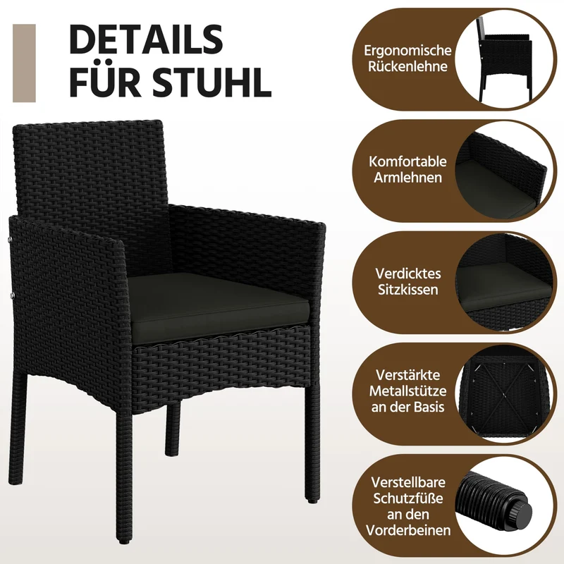 Yaheetech Gartenmöbel-Set Polyrattan 4-teilig mit Sofa & Tisch