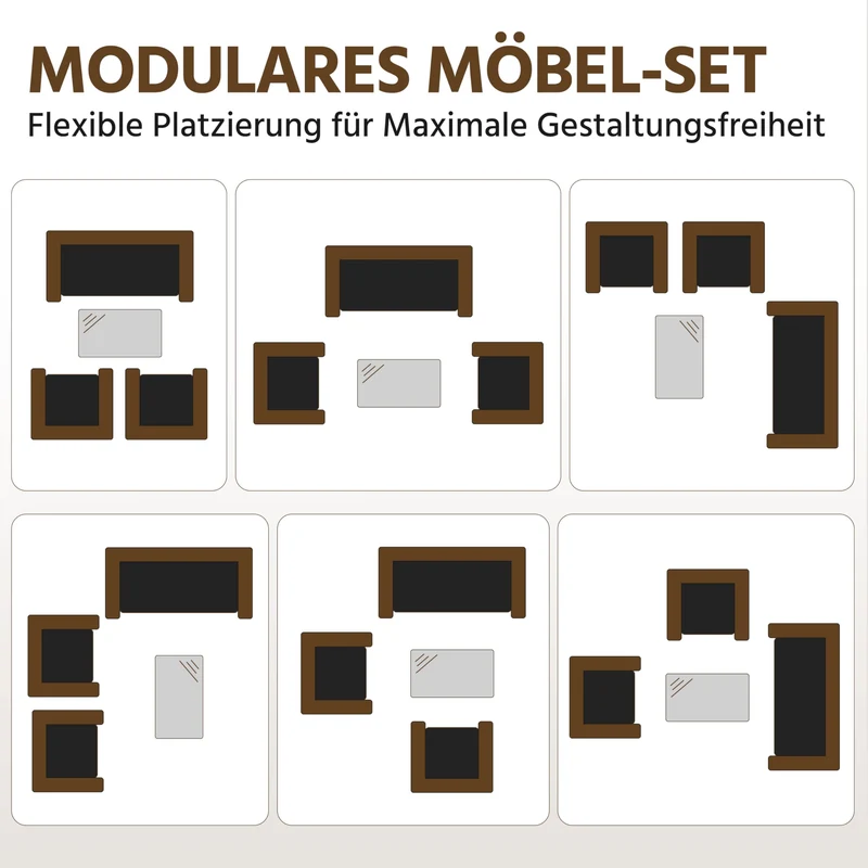 Yaheetech Gartenmöbel-Set Polyrattan 4-teilig mit Sofa & Tisch