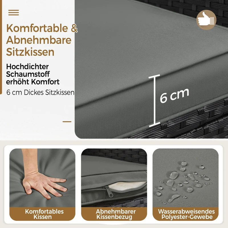 Yaheetech Gartenmöbel-Set 3-teilig, 2 Stühle & Tisch, PE-Polyrattan